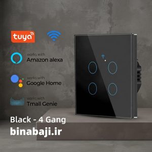 کلید تاچ ۴ پل هوشمند تویا WiFi مشکی