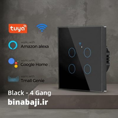 کلید تاچ ۴ پل هوشمند تویا WiFi مشکی